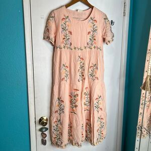 Orange creek embroidered pink dress